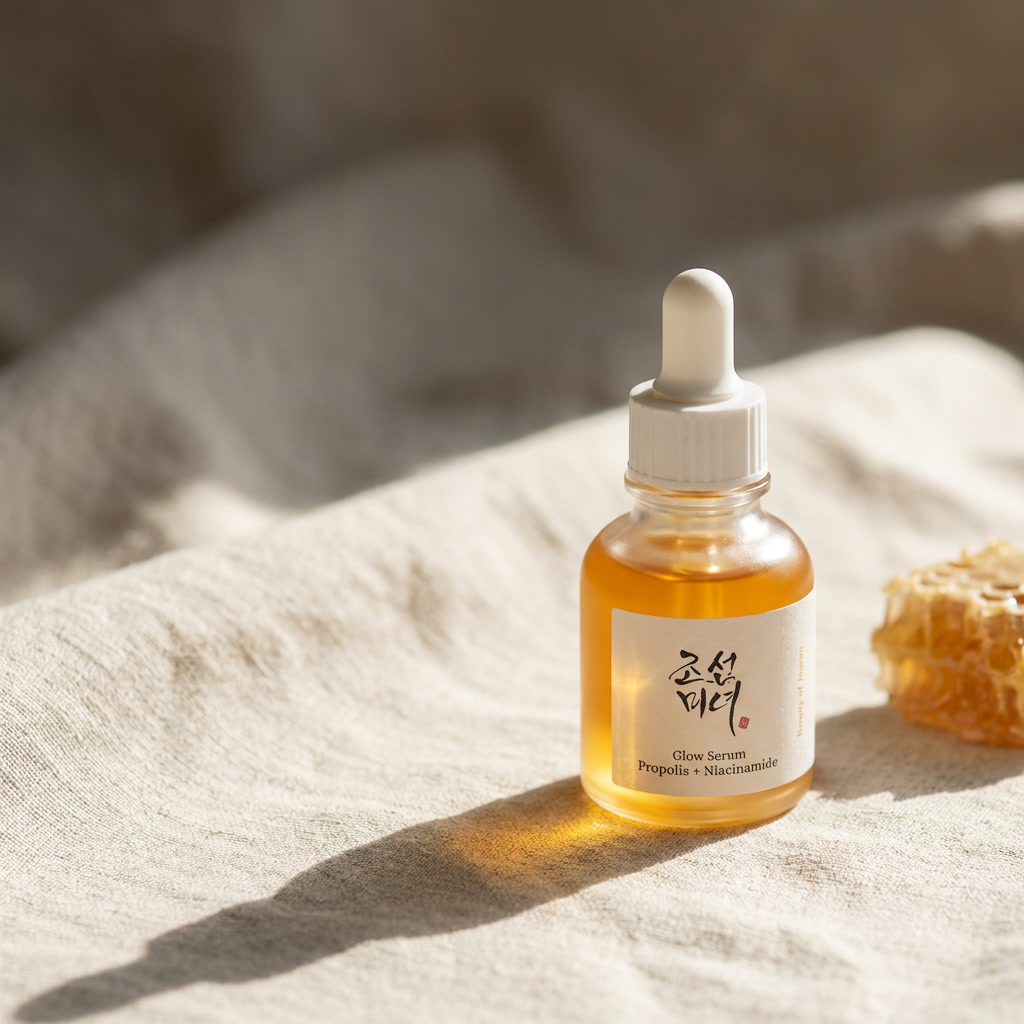 Beauty of Joseon Glow Serum in warm sunlight with honeycomb