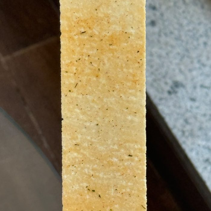 Raw phone macro of the Salami Pizza chip