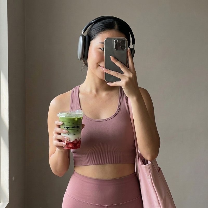 Kape Nated model, mirror selfie, on-the-go moment