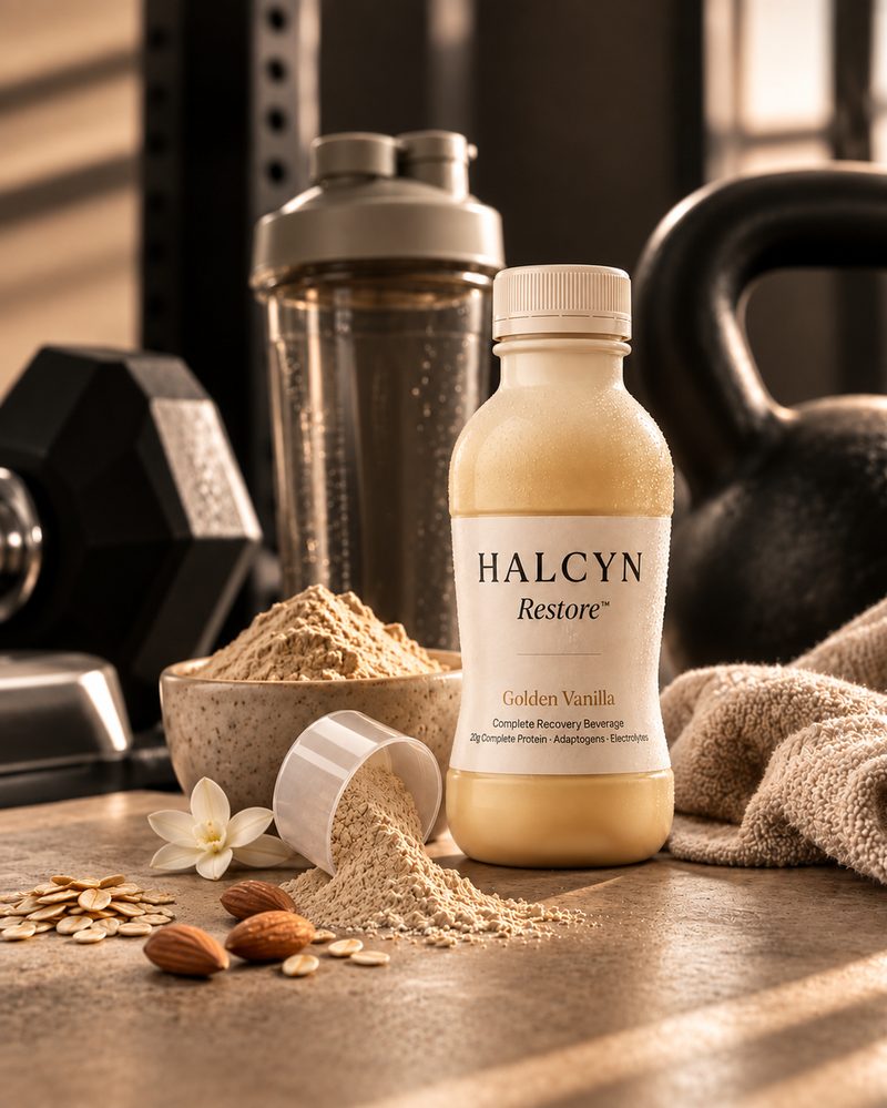 HALCYN ingredients and protein powder styled detail