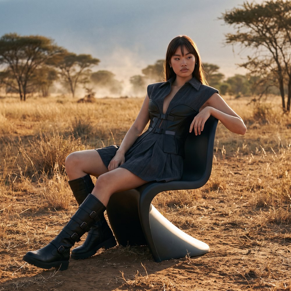 Safari campaign — seated savanna portrait